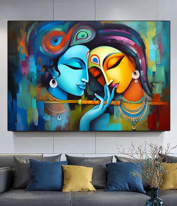 Radha Krishna Canvas Painting - Modern