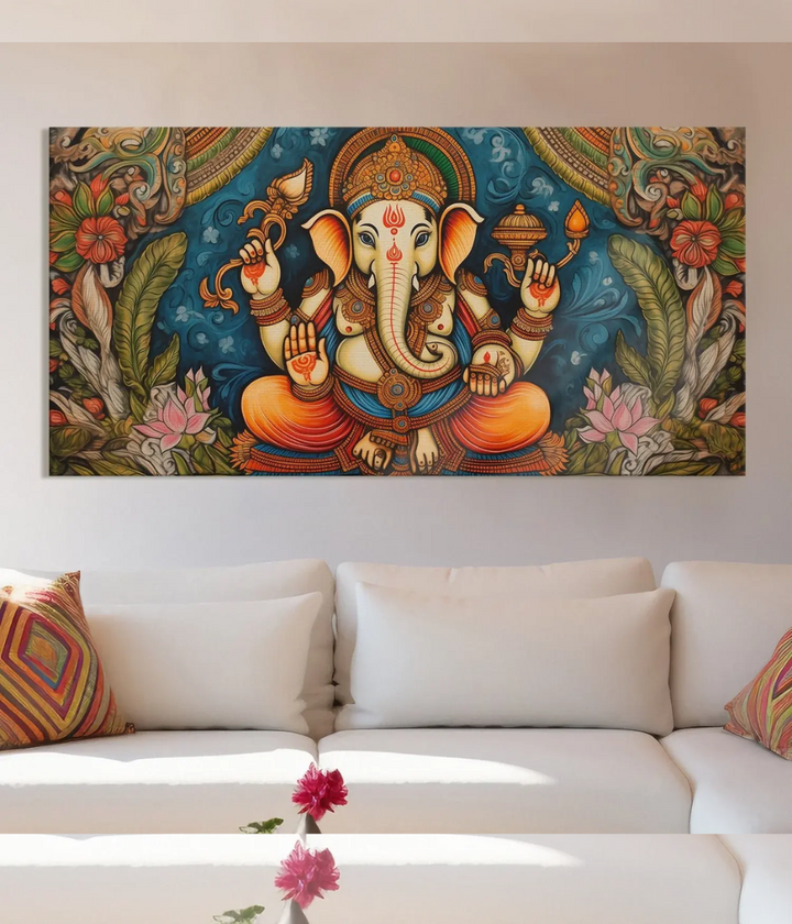 Lord Ganesha Traditional Art Canvas Wall Painting