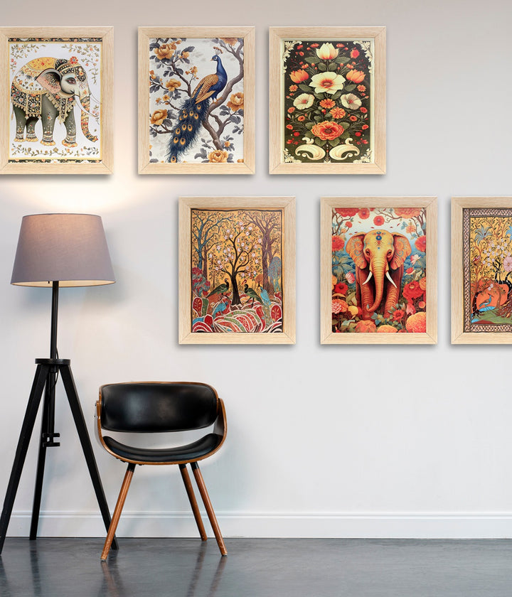 Royal Wildlife Harmony – Canvas Painting Set of 6 Frames