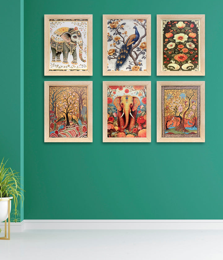 Royal Wildlife Harmony – Canvas Painting Set of 6 Frames