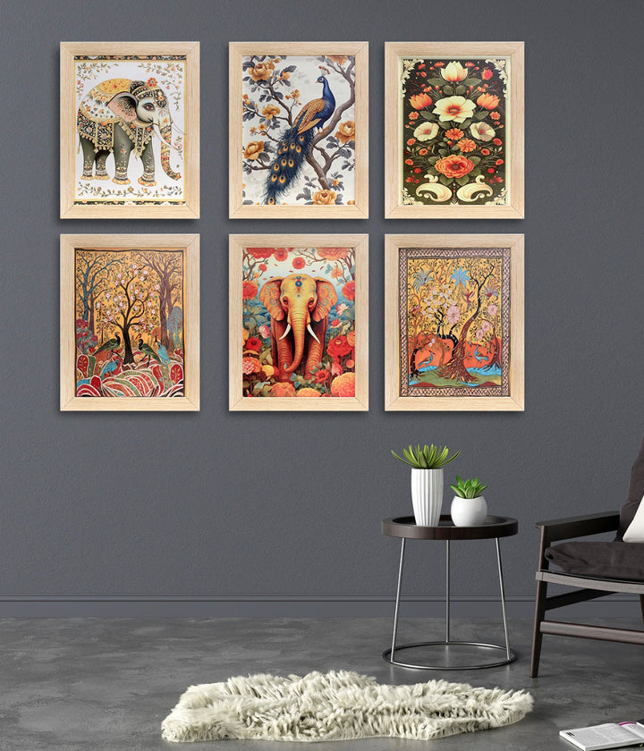 Royal Wildlife Harmony – Canvas Painting Set of 6 Frames