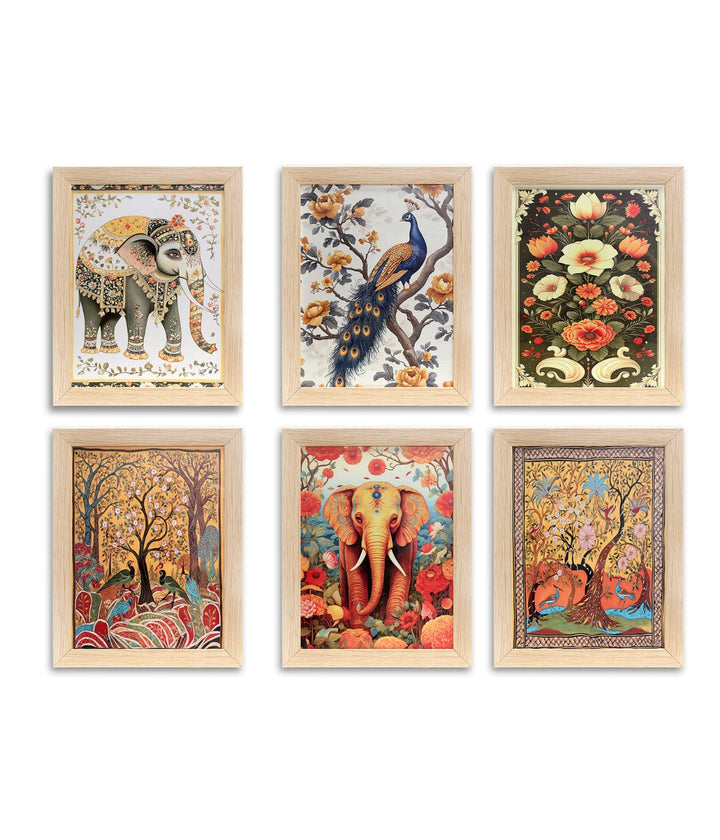 Royal Wildlife Harmony – Canvas Painting Set of 6 Frames