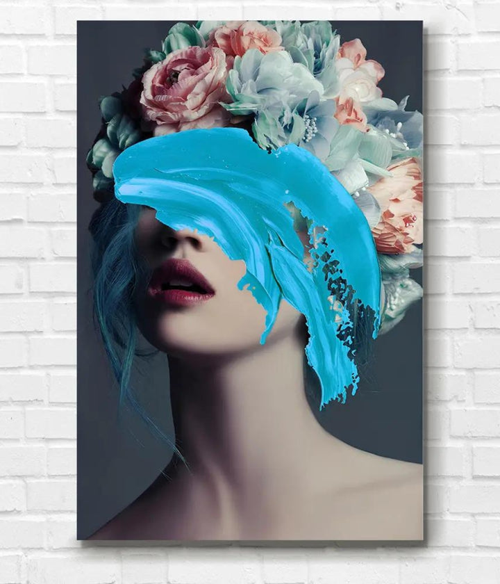 Abstract Flower Lady Face Wall Painting