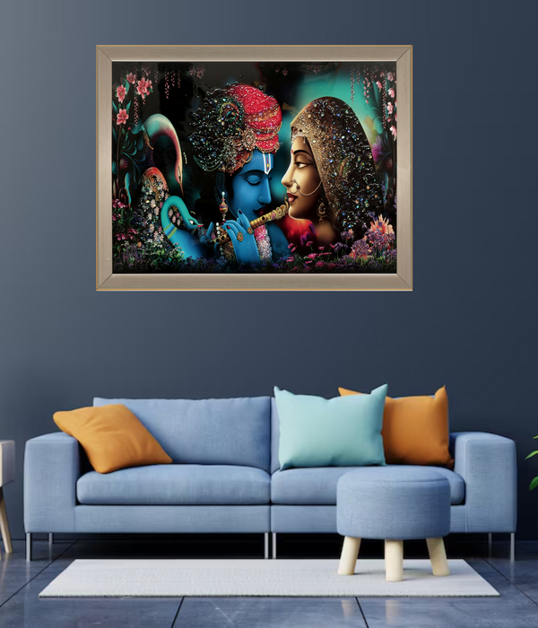 Krishna Radha Crystal Painting