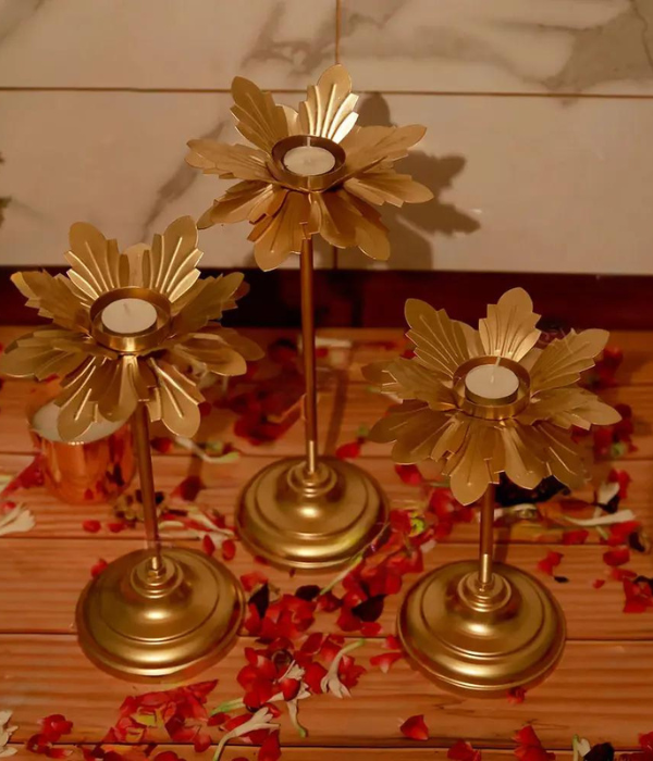 Decorative Floral Leaves Diya with Stand