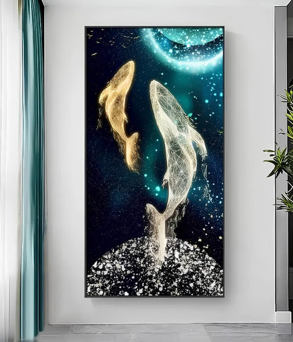 Dolphins Crystal Glass Painting