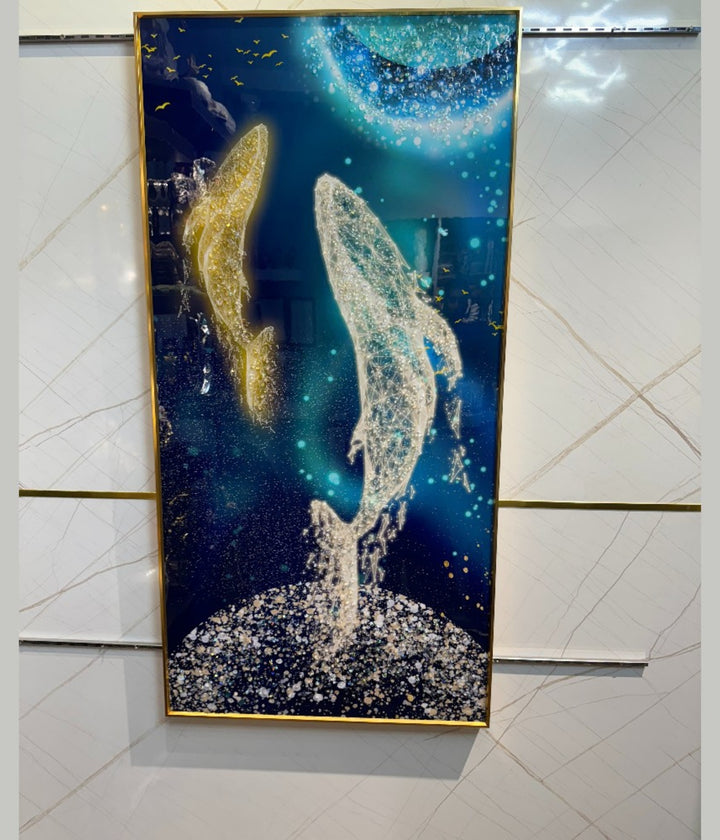 Dolphins Crystal Glass Painting