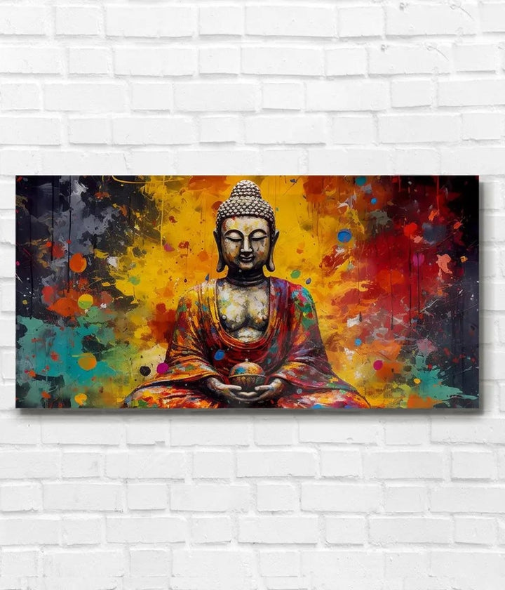 Elevated Colourful Buddha Canvas Painting