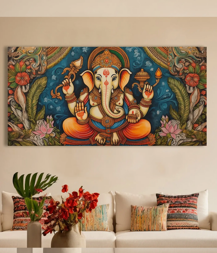 Lord Ganesha Traditional Art Canvas Wall Painting