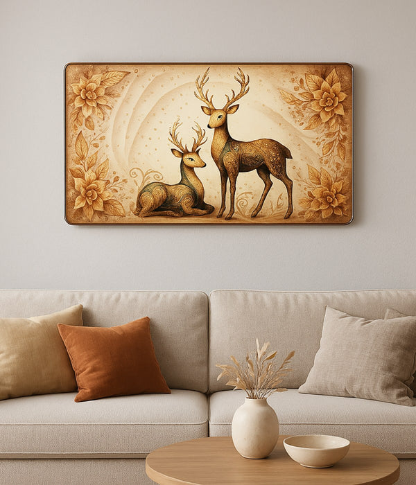 Golden Deer Crystal Painting