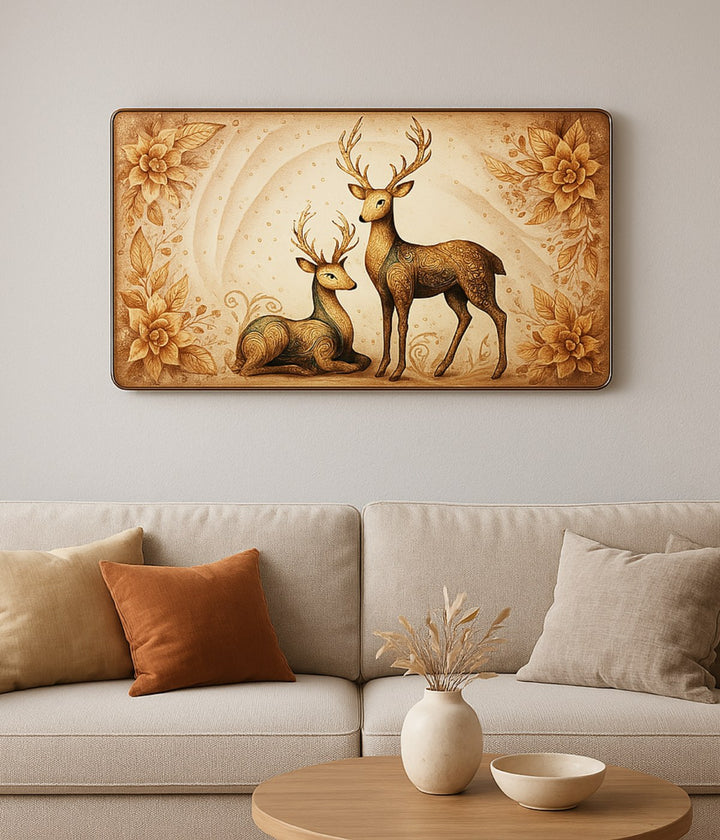 Golden Deer Crystal Painting