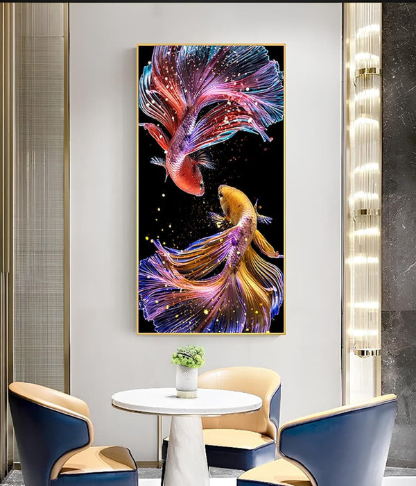 Japanese Fish Crystal Glass Painting