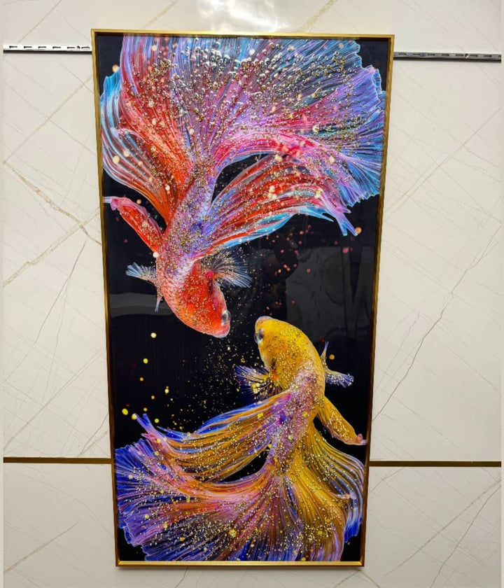 Japanese Fish Crystal Glass Painting