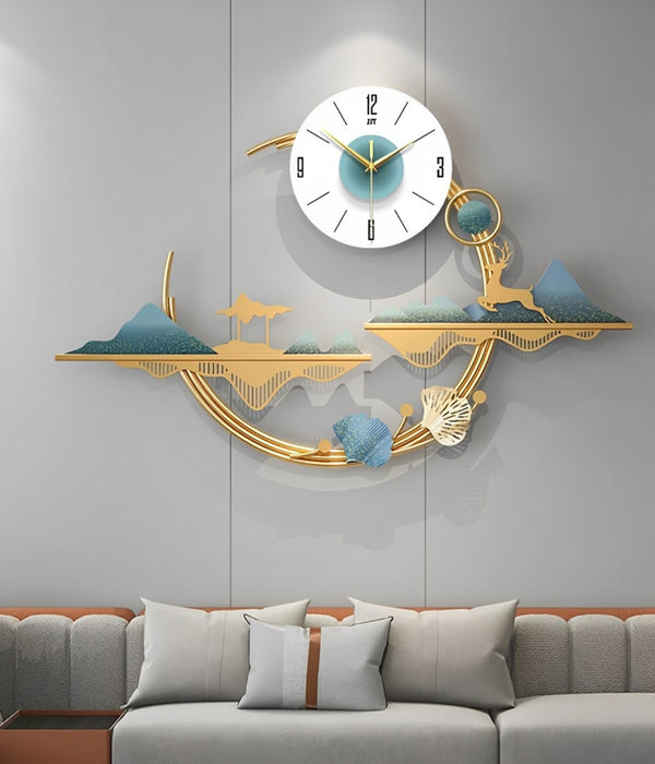 Modern Deer Abstract Metal Wall Clock