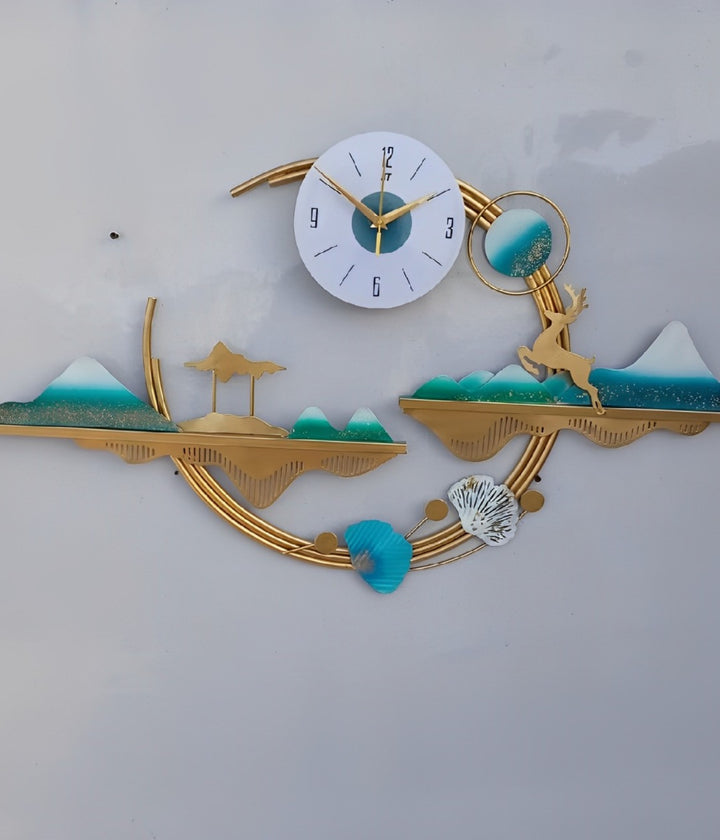 Modern Deer Abstract Metal Wall Clock