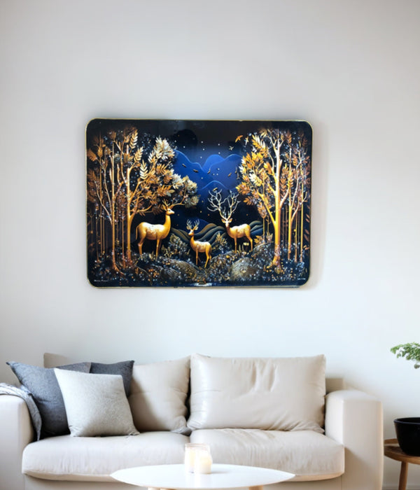 Night Deer Crystal Glass Painting