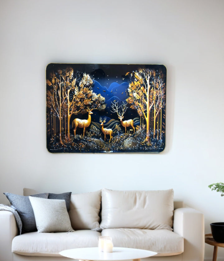 Night Deer Crystal Glass Painting