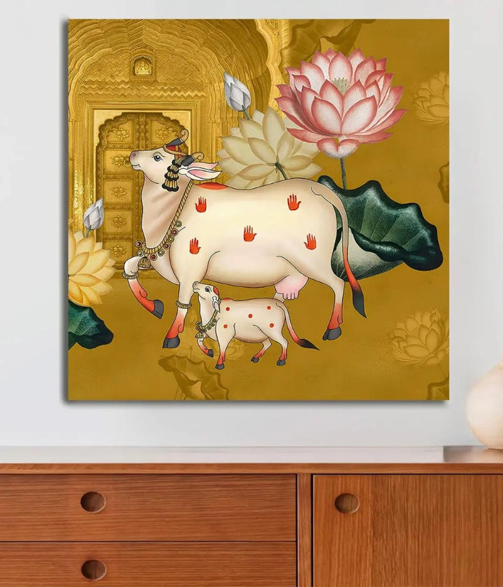 Pichwai Cow & Lotus Painting