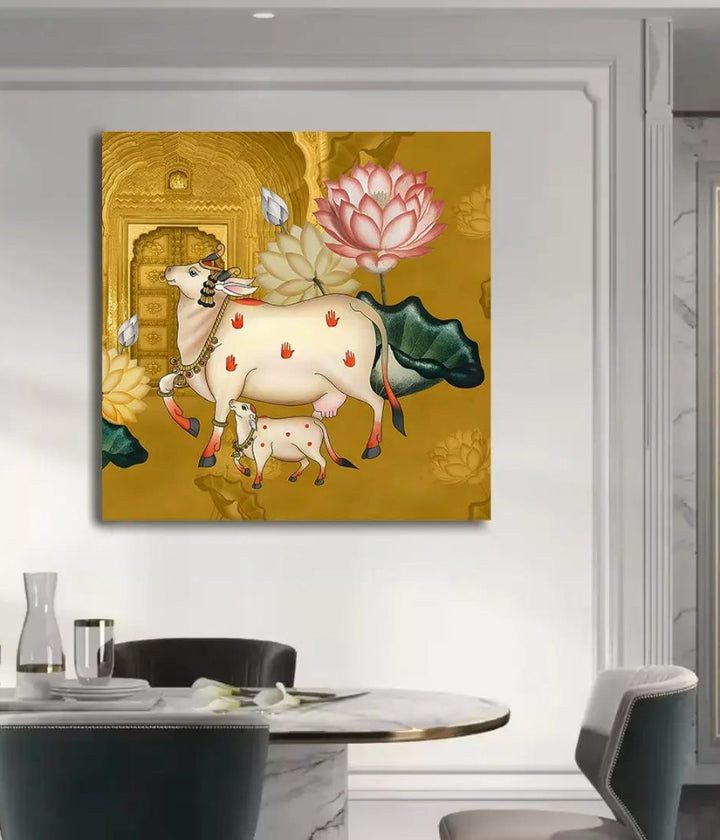 Pichwai Cow & Lotus Painting