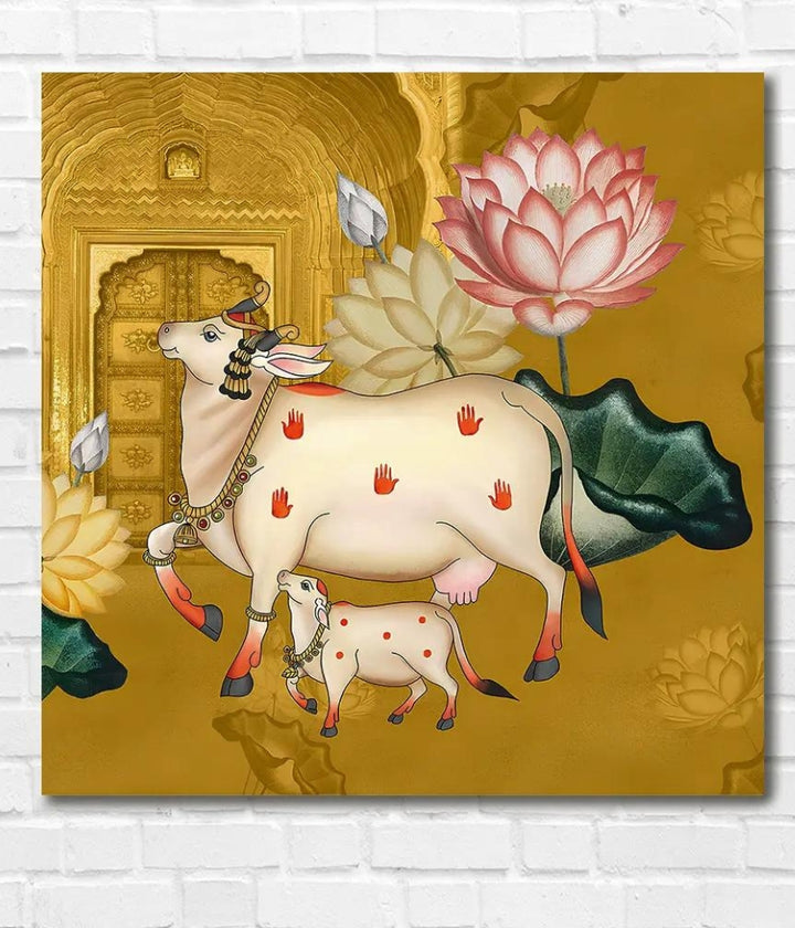 Pichwai Cow & Lotus Painting