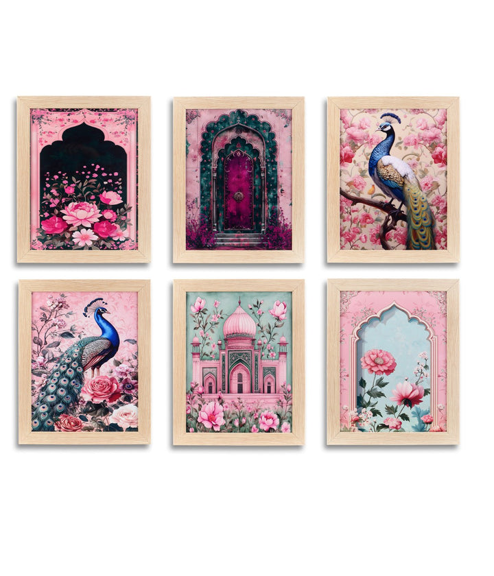 Pink Royal Charm – Canvas Painting Set of 6 Frames