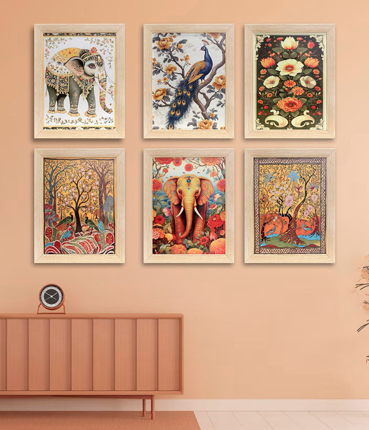 Royal Wildlife Harmony – Canvas Painting Set of 6 Frames