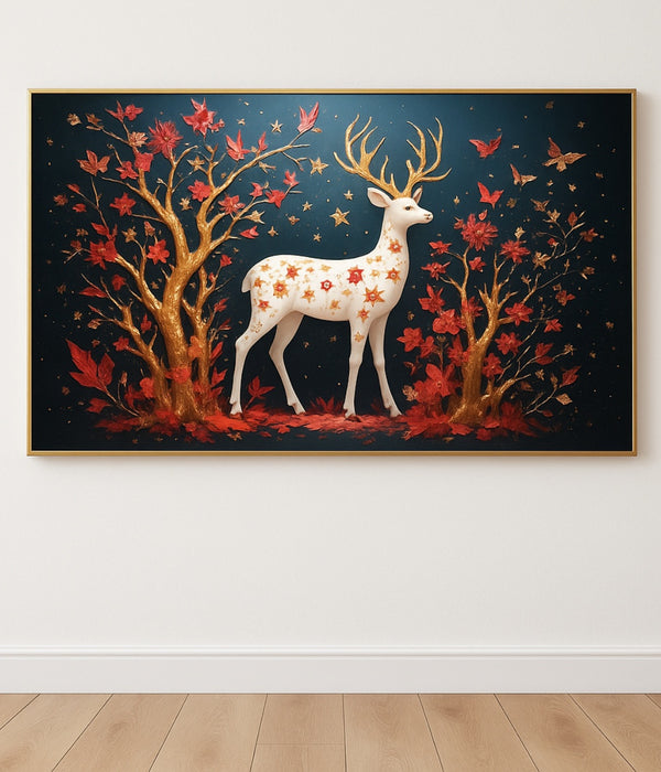 White Deer Crystal Painting